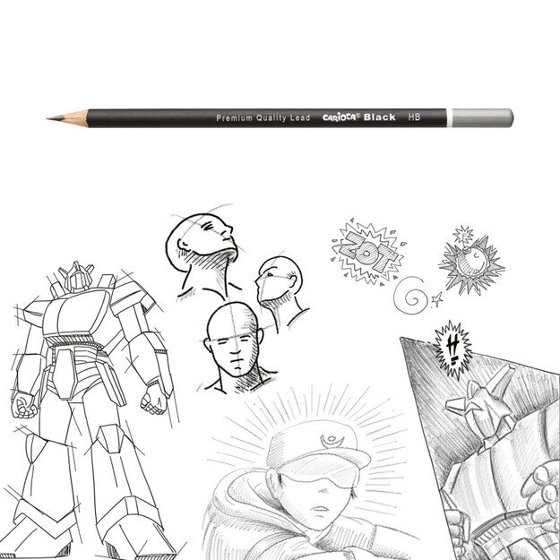 Juodo grafito pieštukai CAROCA blisteryje, 2H, H, HB, B, 2B, 5 vnt. 2