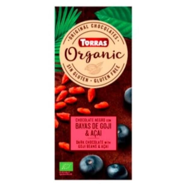 Ekologiškas šokoladas TORAS su goji ir acai uogomis, 100 g, LT-EKO-001