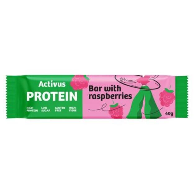 Baltyminis batonėlis ACTIVUS su avietėmis, 40g