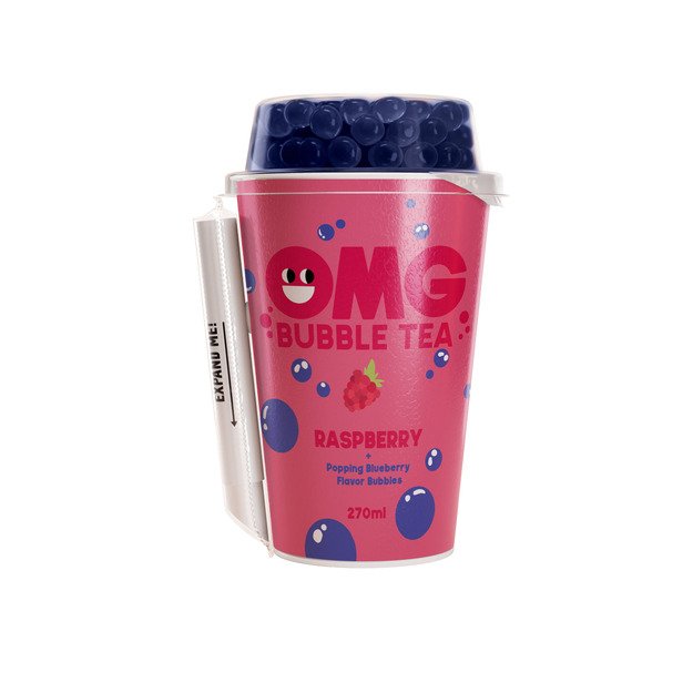 Arbatos gėrimas OMG, aviečių skonio su mėlynių burbuliukais, 270 ml