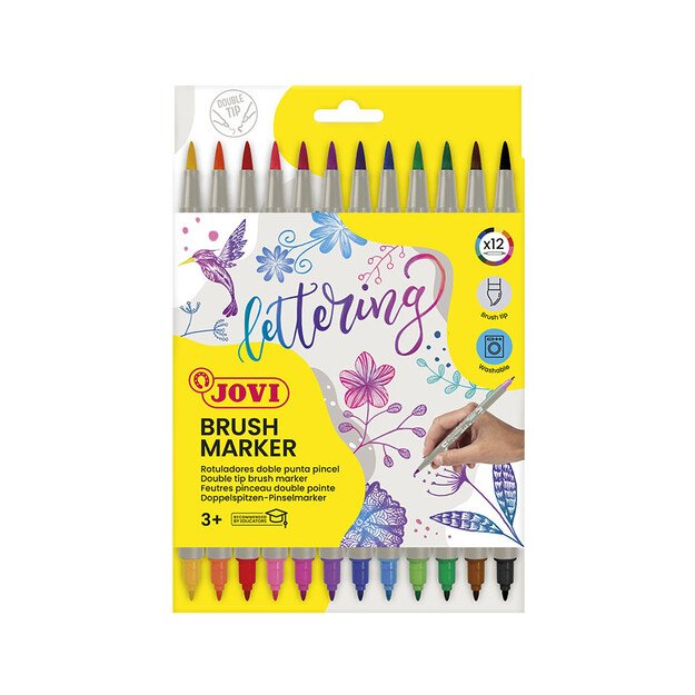 Flomasteriai  dviejų pusių JOVI 12 spalvų rinkinys