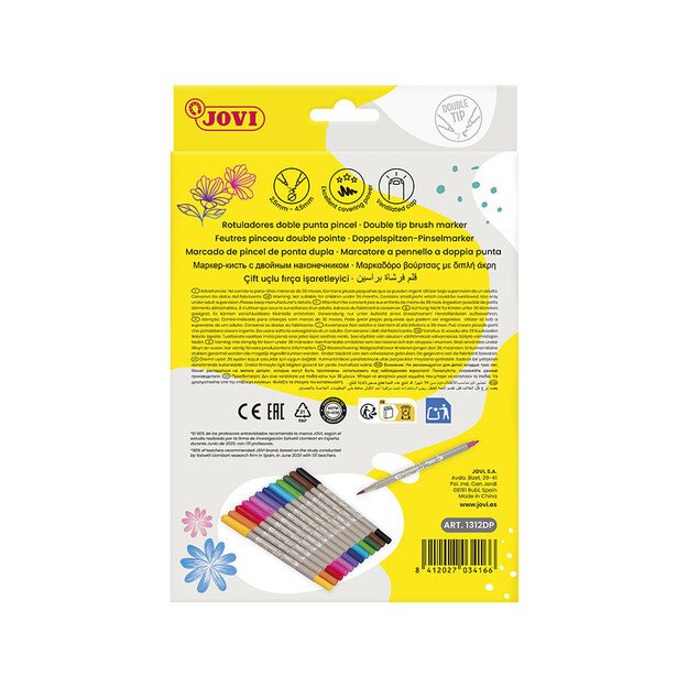 Flomasteriai  dviejų pusių JOVI 12 spalvų rinkinys 1