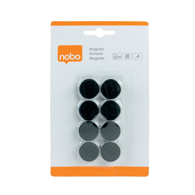 Magnetai NOBO, 20 mm, 8 vnt., juoda sp. 6