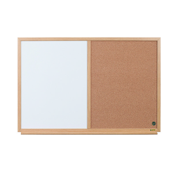 Baltoji magnetinė ir kam&scaron;tinė lenta BI-OFFICE EARTH Combo 90x60, ąžuolo rėmas 5