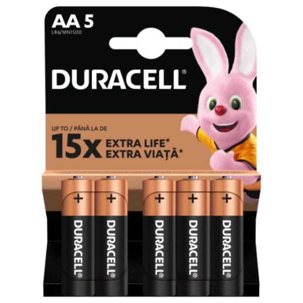 Baterijos DURACELL AA, 5 vnt.