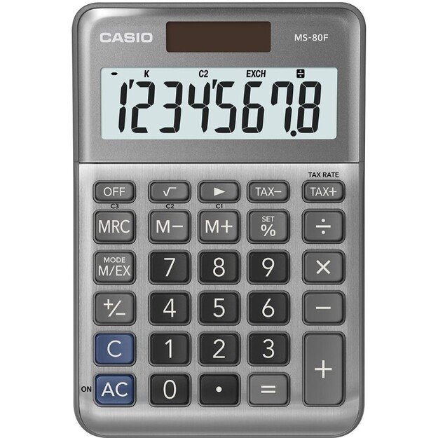 Stalinis skaičiuotuvas CASIO MS-80F, metalinis korpusas