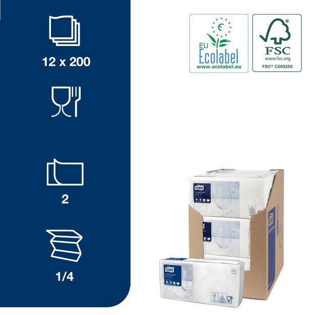 Servetėlės TORK 24 x 24 cm, (pak. 200 vnt.), 477534 4