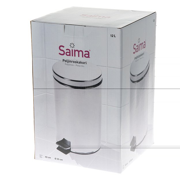 &Scaron;iuk&scaron;lių dėžė SAIMA, su pedalu, 12 L, sidabro sp. 2