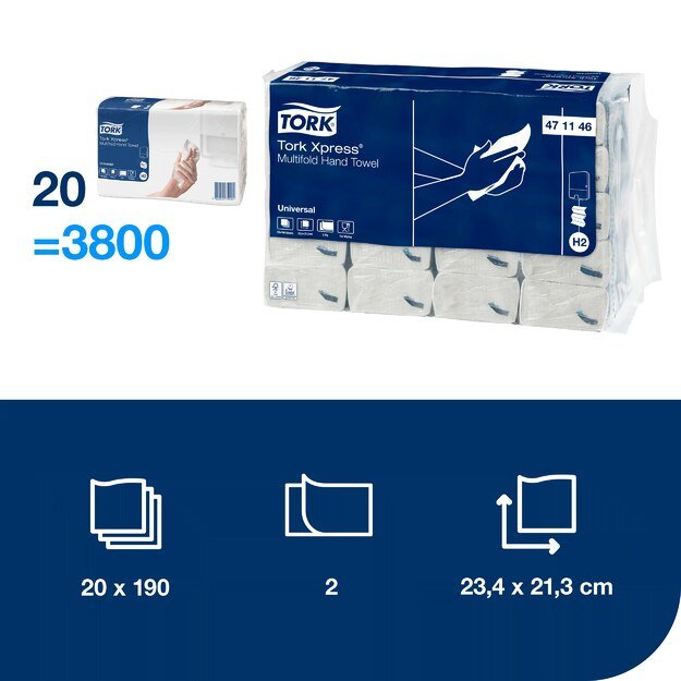 Rankų servetėlės MARATHON Preference H2, 2 sluoksniai, 190 lapelių, 471146 5