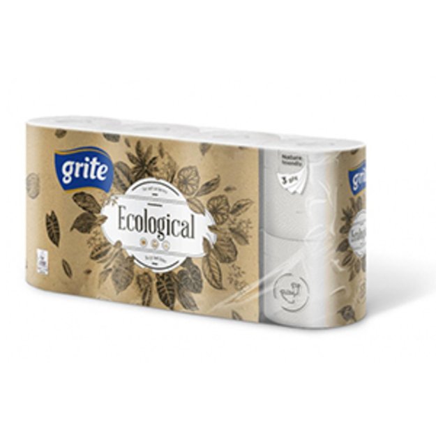 Tualetinis popierius GRITE Ecological 3 sl., 8 vnt., 14.85 m,