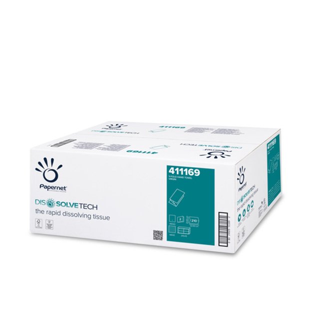 Popieriniai rankšluosčiai  PAPER NET Euro  V  Supermini Blue, 2 sl., 210 l., 21x22 cm, balta sp.