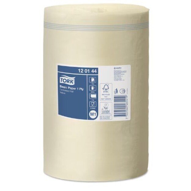 Popieriniai rankšluosčiai TORK M1 Universal Mini, 1 sl., gelsvos sp., 115 m, 120144