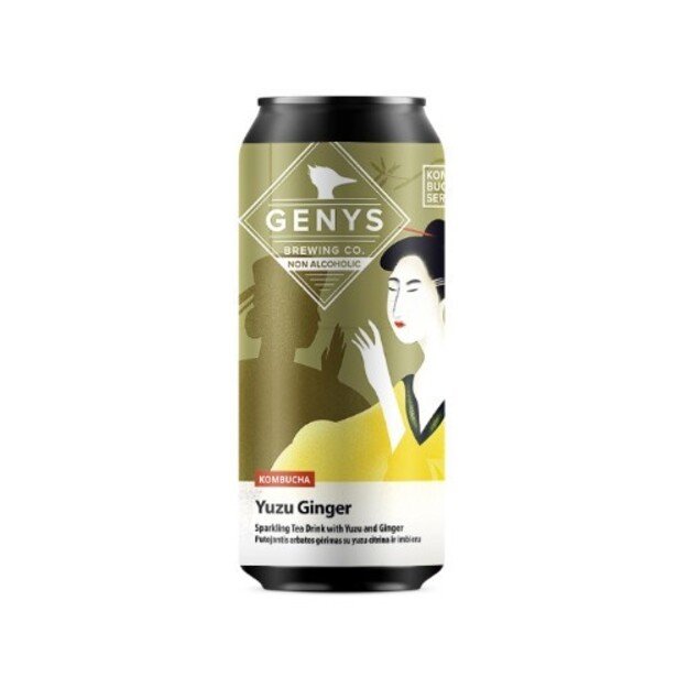 Gaivusis arbatos gėrimas KOMBUCHA GENYS, YUZU GINGER 0,44l, skardinė