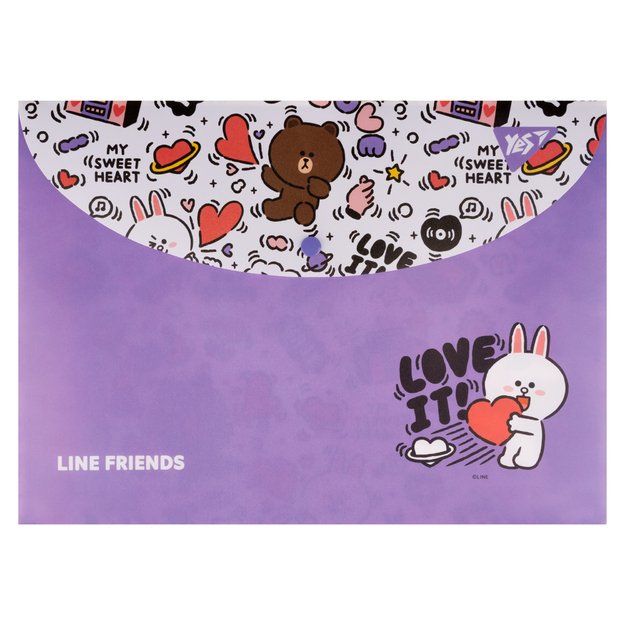 Aplankas (vokas) su spaustuku YES Line Friends A4
