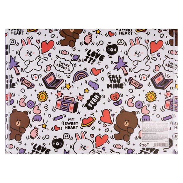 Aplankas (vokas) su spaustuku YES Line Friends A4 1