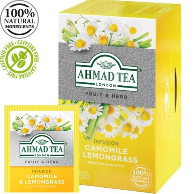 Žolelių arbata AHMAD CAMOMILE & LEMONGRASS 20 vokelių po 1,5g