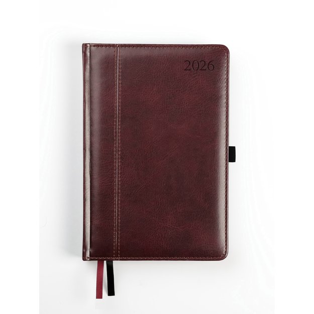 Kalendorius AMBASSADOR BLACK EDITION, 2026, PU, A5, tamsiai ruda