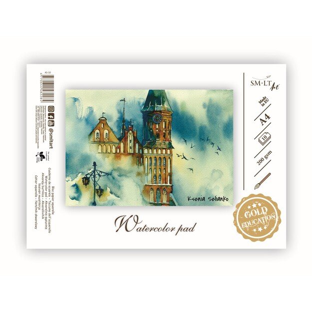 Sąsiuvinis akvarelei SMLT, A4, 10 lapų, 200 g/m² 1