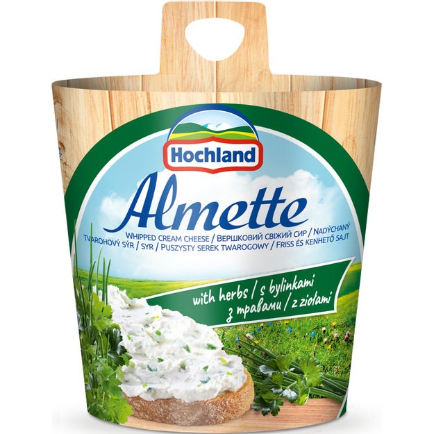 Tepamas var&scaron;kės sūris ALMETTE su žalumynais, 57% RSM, 150g