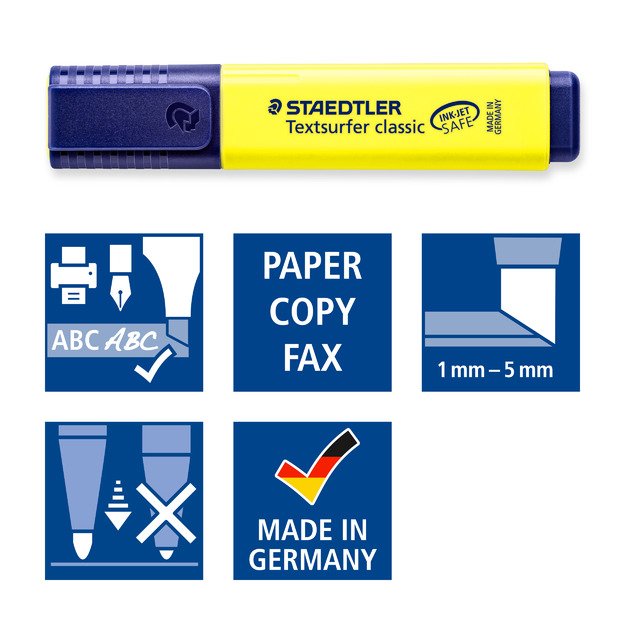 Teksto žymekliai STAEDTLER TEXTSURFER 364, 4 spalvų rinkinys 1