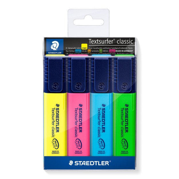 Teksto žymekliai STAEDTLER TEXTSURFER 364, 4 spalvų rinkinys 1