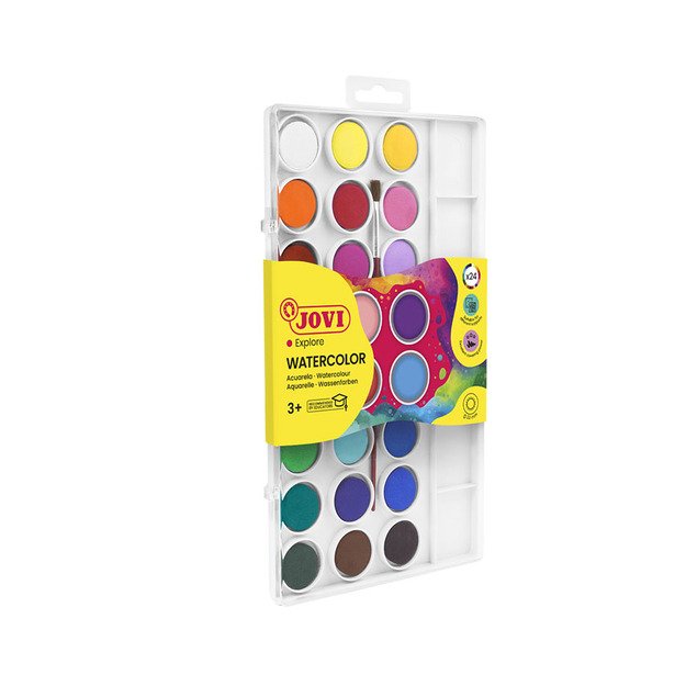 Akvareliniai dažai JOVI, 24 spalvų rinkinys + teptukas