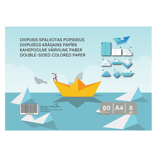Spalvotas popierius , dvipusis, 8 lapai, 80 g/m&sup2; 4