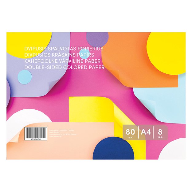 Spalvotas popierius , dvipusis, 8 lapai, 80 g/m² 3
