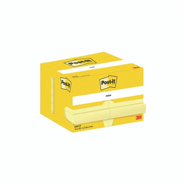 Lipnūs lapeliai Post-it, 51x76mm, 12 vnt./pak., geltonos sp.