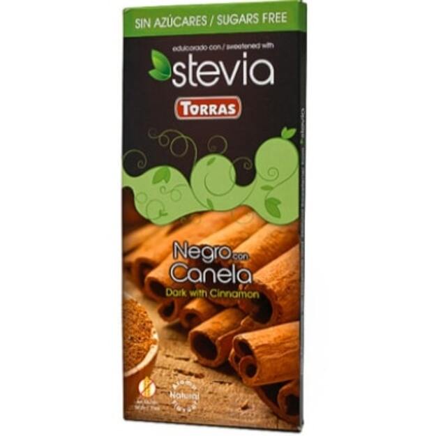 Šokoladas STEVIA, juodasis su cinamonu, 125 g