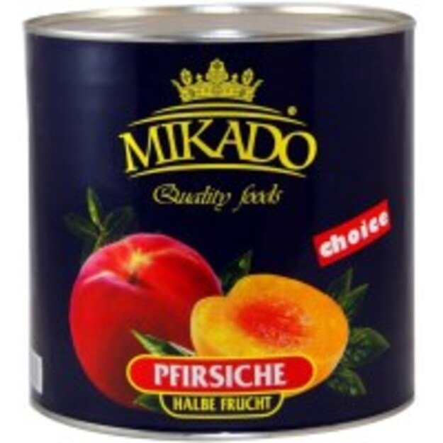 Persikų puselės MIKADO, 2,5 kg / 1,5 kg