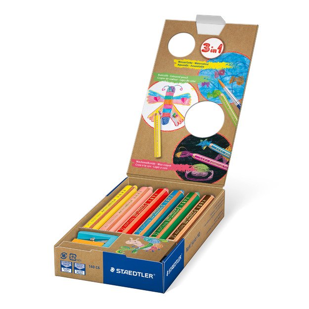 Spalvoti pie&scaron;tukai STAEDTLER Buddy 3in1, 6 spalvų 6