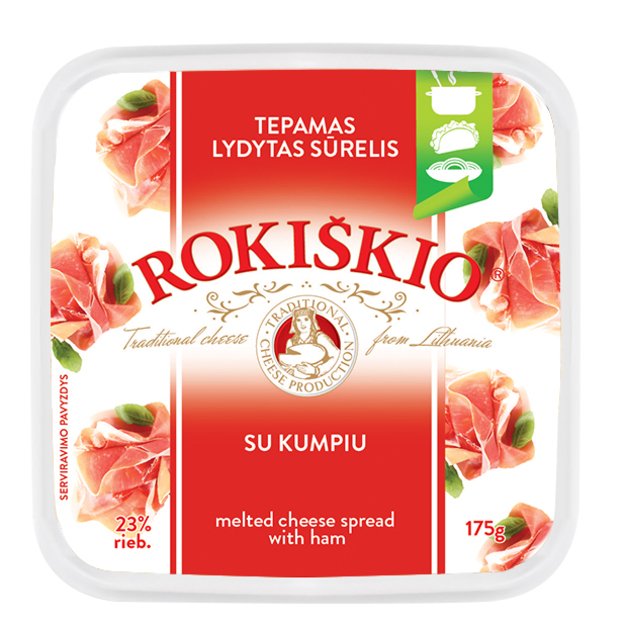 Lydytas sūrelis ROKIŠKIO, su kumpiu, 23%, 175 g