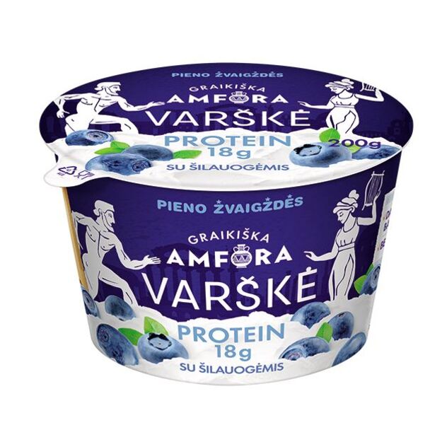 Varškė GRAIKIŠKA AMFORA Protein, 0,8%,  su šilauogėmis, be laktozės, 200 g