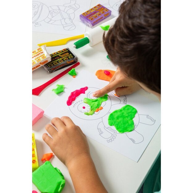 Spalvinimo plastilinu rinkinys JOVI CRAZY MONSTER, su priedais 2