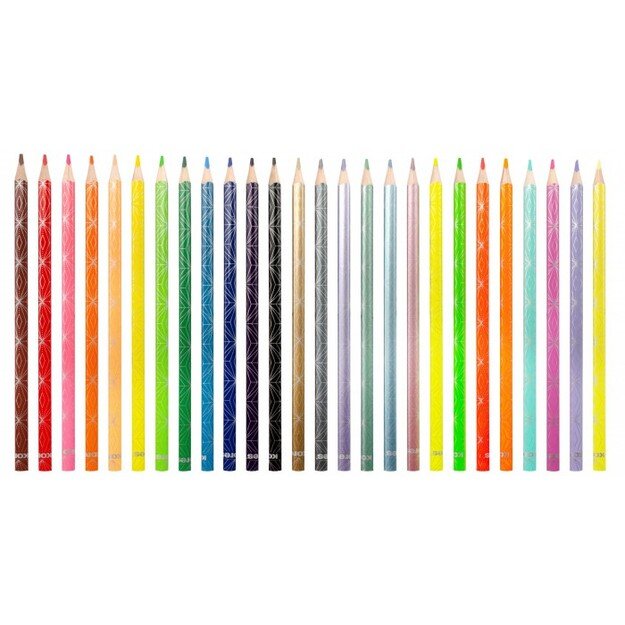 Spalvoti pie&scaron;tukai KORES KOLORES STYLE, tribriauniai, 3mm, 26 spalvos (6 metalizuotos, 4 pastelinės 6