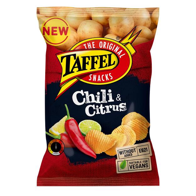 Bulvių traškučiai TAFFEL, aitriųjų paprikų ir citrinų skonio, 130g