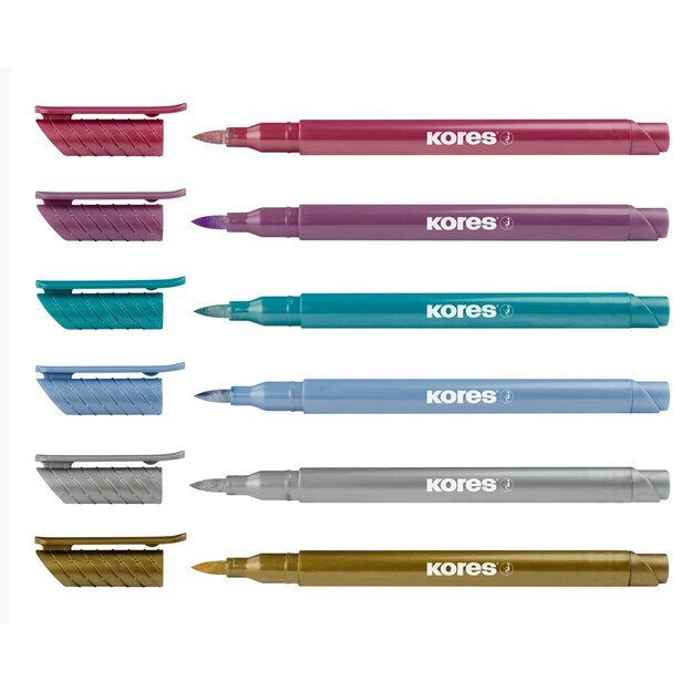 Žymeklių rinkinys KORES Metallic Style, 6 metalizuotos spalvos 1