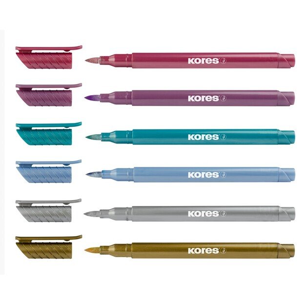 Žymeklių rinkinys KORES Metallic Style, 6 metalizuotos spalvos 1