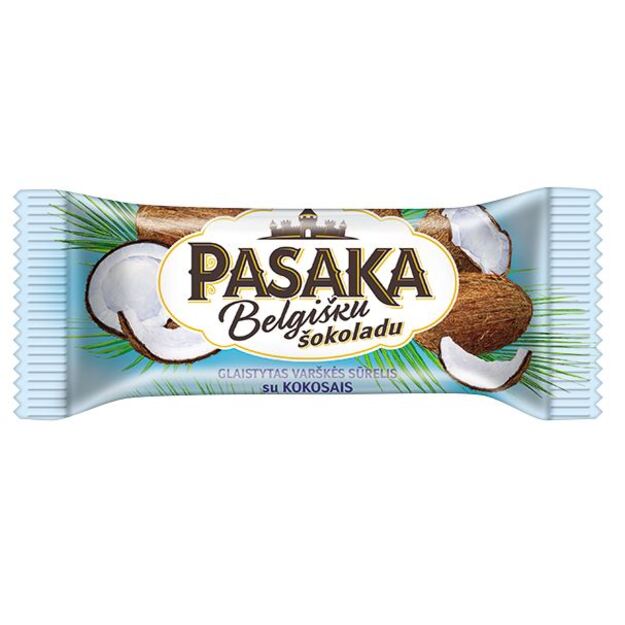 Glaistytas varškės sūrelis PASAKA, su belgišku šokoladu ir kokosais, 21%, 40 g