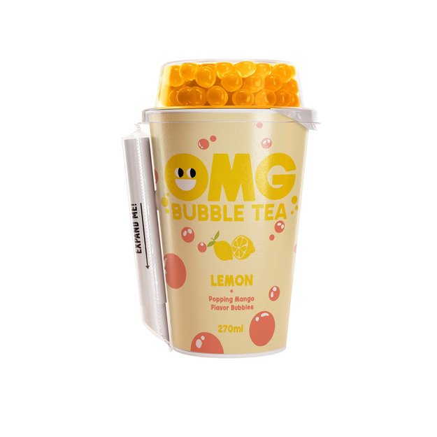 Arbatos gėrimas OMG, citrinų skonio su mango burbuliukais, 270 ml