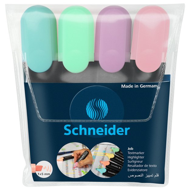 Teksto žymekliai SCHNEIDER JOB, 1-5 mm, 4 pastelinių spalvų rinkinys