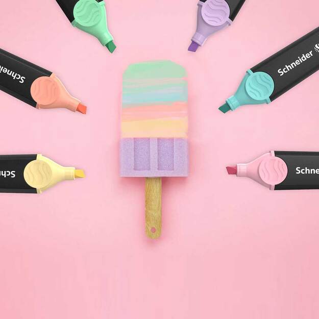 Teksto žymekliai SCHNEIDER JOB, 1-5 mm, 4 pastelinių spalvų rinkinys 4