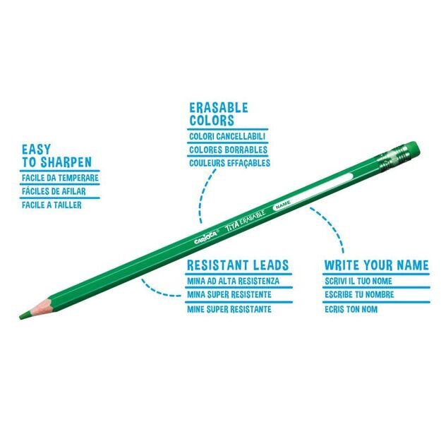 Spalvoti pie&scaron;tukai CARIOCA TITA, i&scaron;trinami su trintuku, 12 spalvų 2