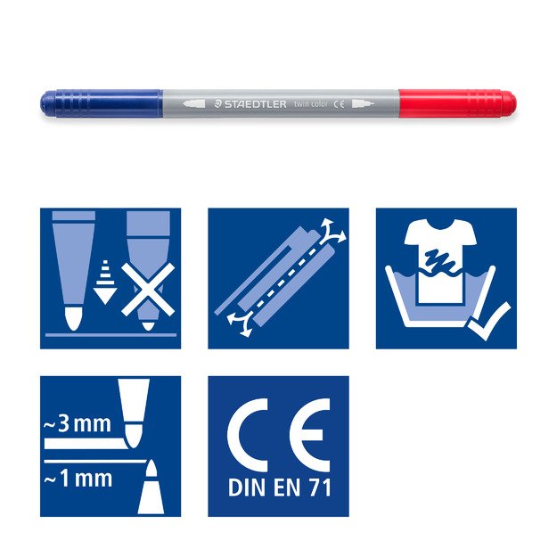 Flomasteriai STAEDTLER, dvipusiai, dvispalviai, 10 vnt. 5
