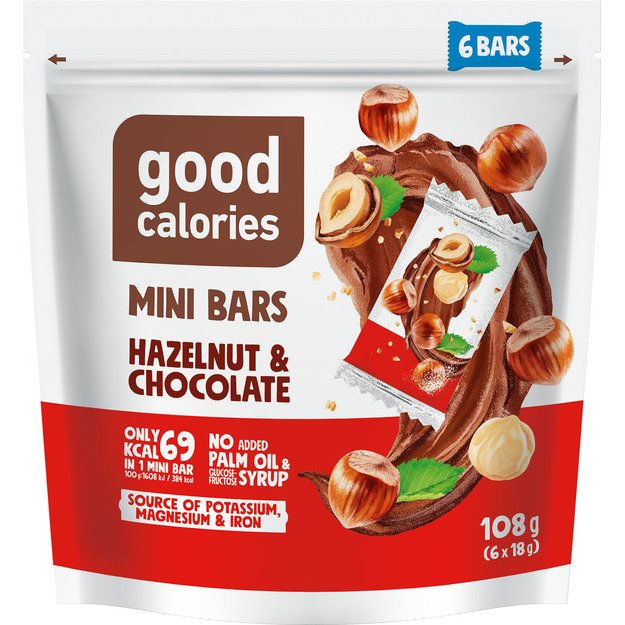 Mini datulių batonėliai GOOD CALORIES, su rie&scaron;utais ir &scaron;okoladu, 108 g