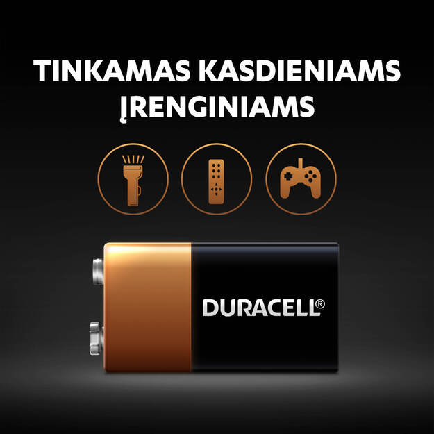 Baterijos DURACELL 9V, LR61, 1vnt 3