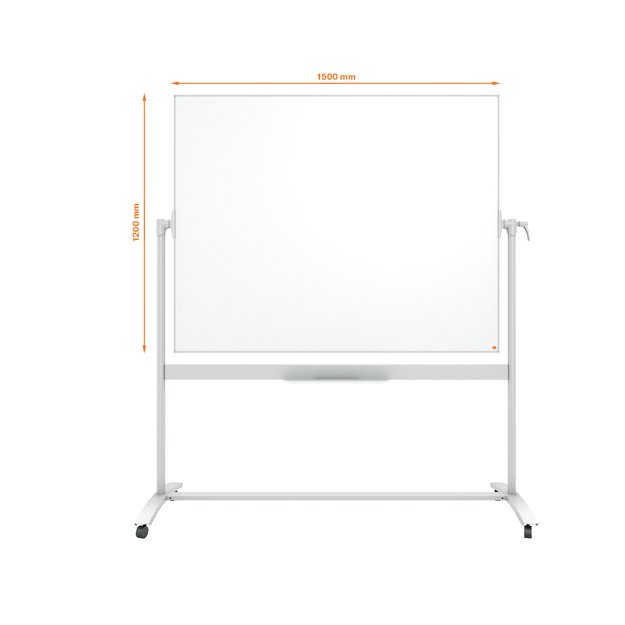 Dvipusė vartoma emaliuota magnetinė lenta NOBO 120x150 cm, mobilus stovas, balta sp. 8