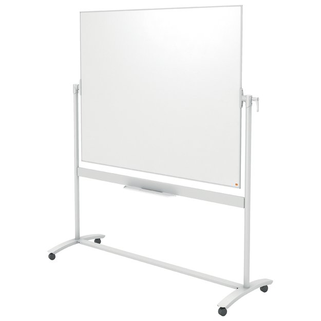 Dvipusė vartoma emaliuota magnetinė lenta NOBO 120x150 cm, mobilus stovas, balta sp. 7
