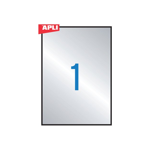 Lipnios etiketės Apli, 210 x 297 mm, 1 lipdukas lape, 20 lapų, sidabrinė 2